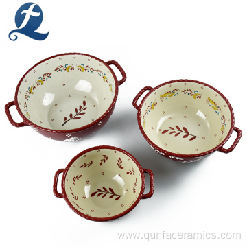 Ceramic Soup Pattern Bowls Set Salad Bowl